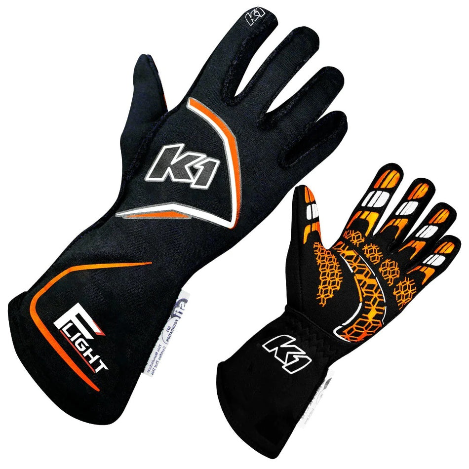 K1 Gloves Flight Black-Flo Orange