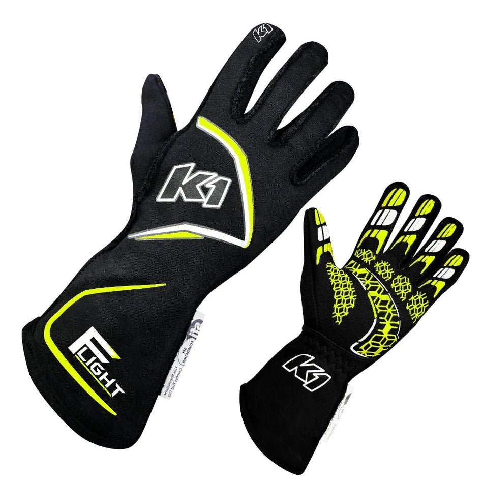 K1 Gloves Flight Black-Flo Yellow