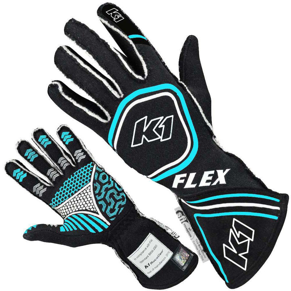 K1 Glove Flex Black / Flo Blue SFI / FIA