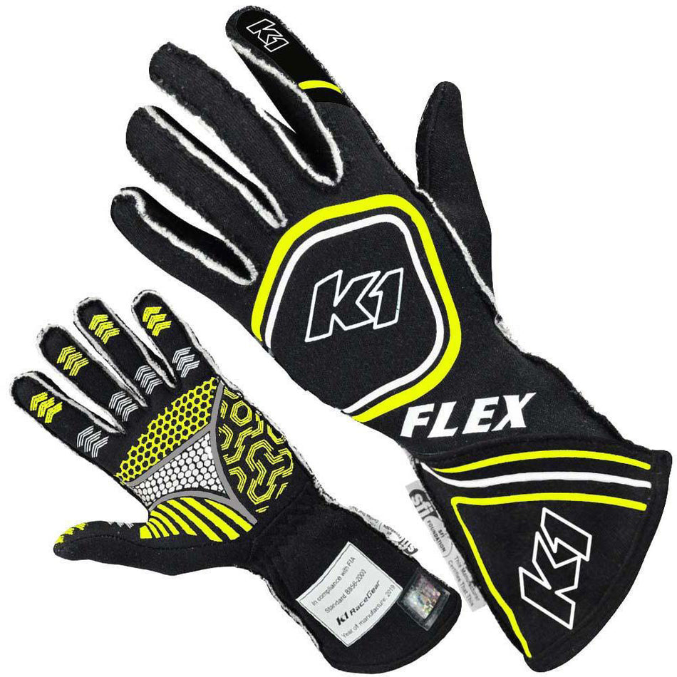K1 Glove Flex Black / Flo Yellow SFI / FIA