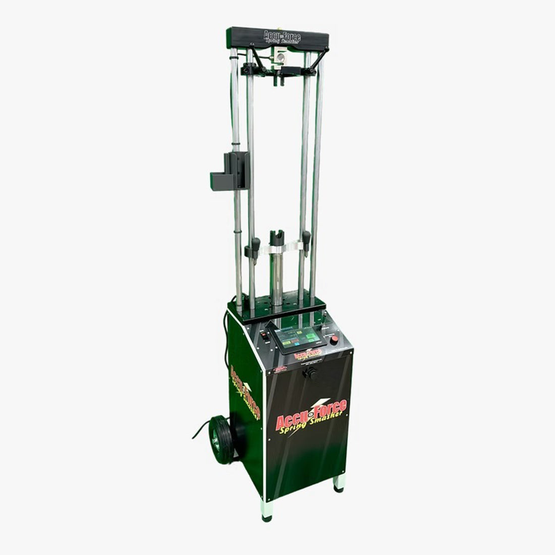 AccuForce spring smasher machine used for race car suspension tuning, available from Devil Race Parts.